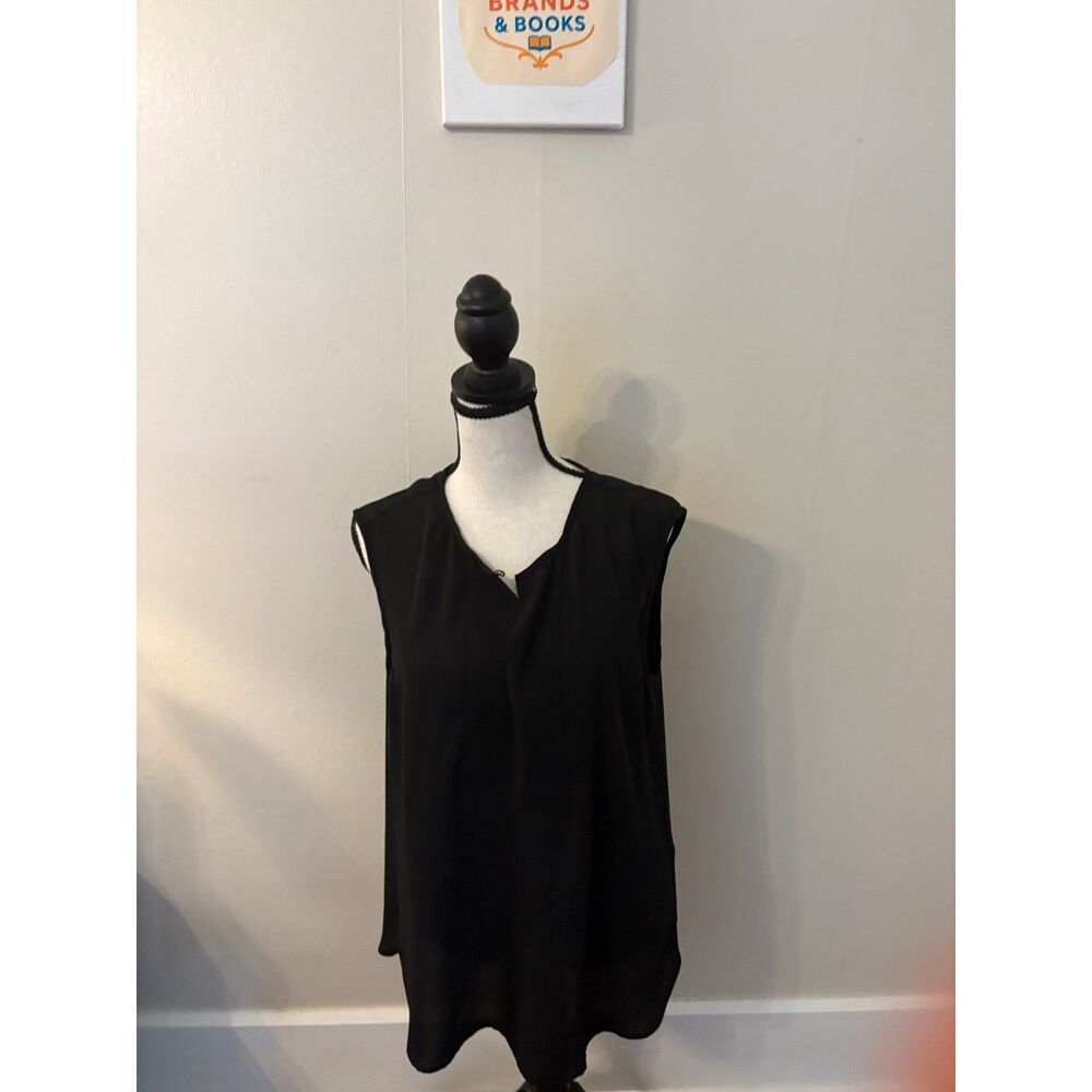 J.Crew Black Sleeveless Split-Neck Blouse Size 10